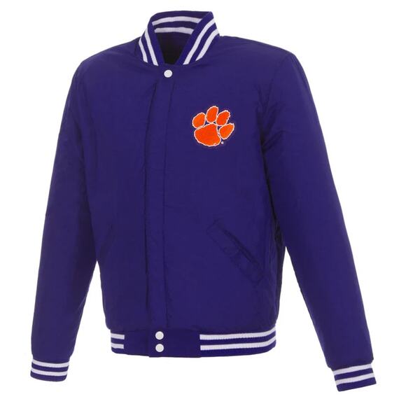 Clemson Tigers Reversible Fleece Jacket with Faux Leather Sleeves - Picture 5 of 6